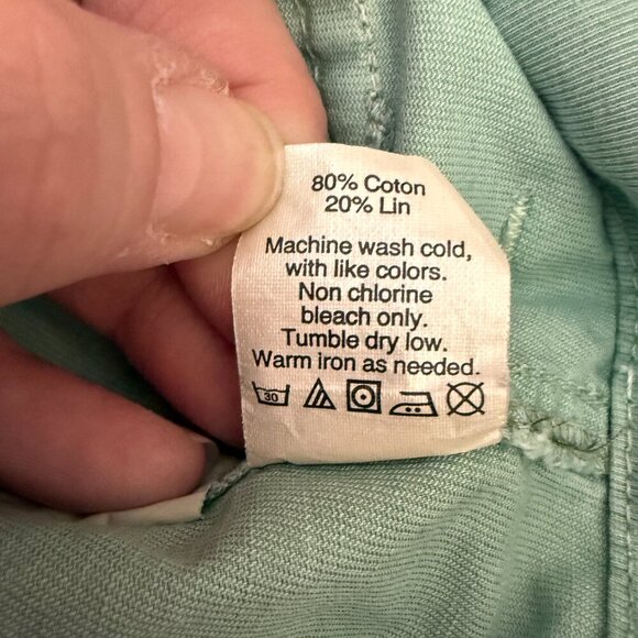 Women's 26 Madewell Light Green High Rise Linen Cotton Blend Shorts - Picture 6 of 6